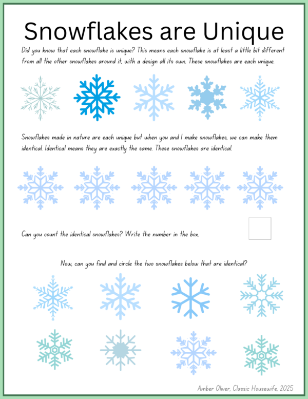 Free Snowflakes Mini Unit for Littles - Image 2