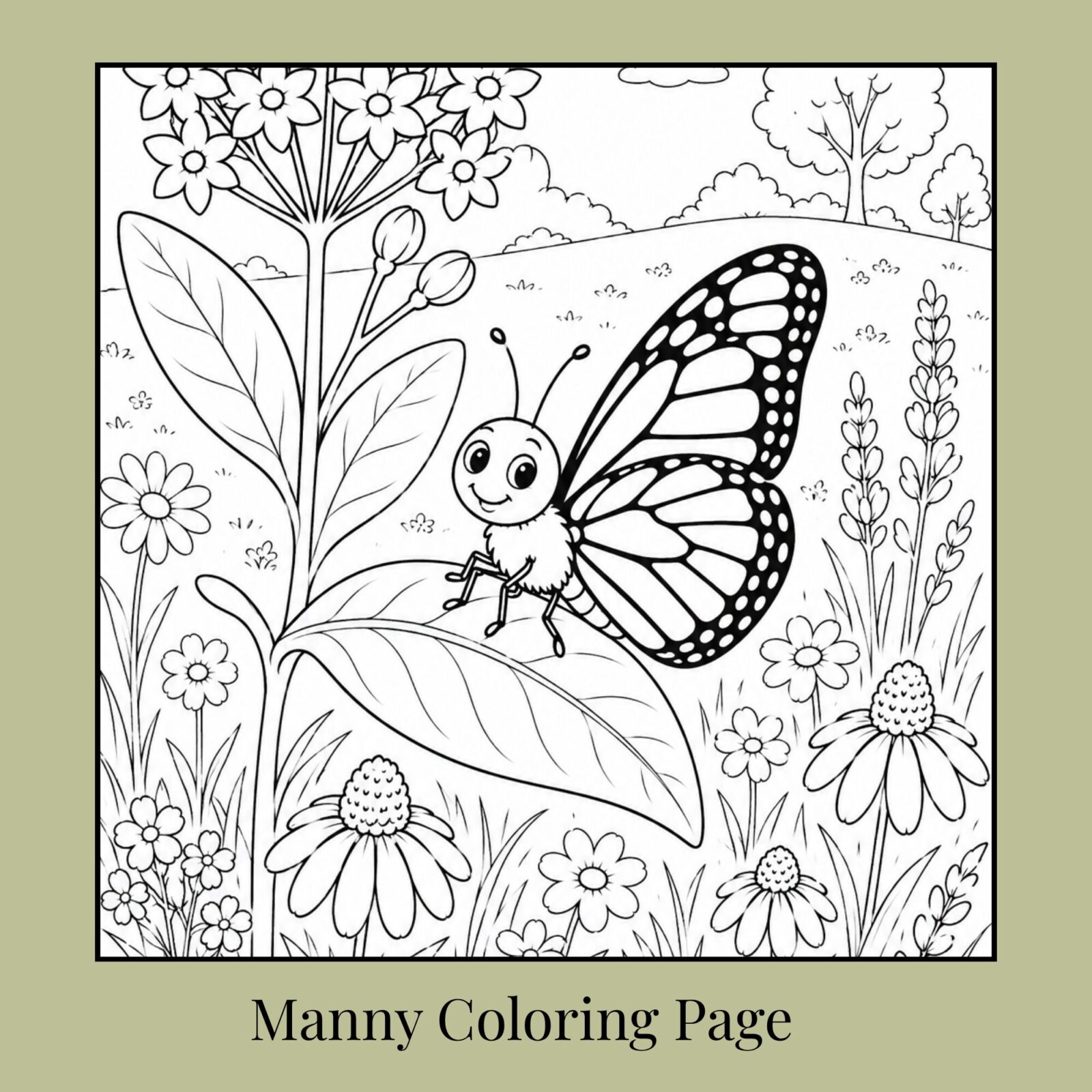 Manny the Monarch Coloring Page *Subscriber Only*