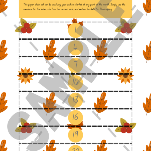Countdown to Thanksgiving Paper Chain
