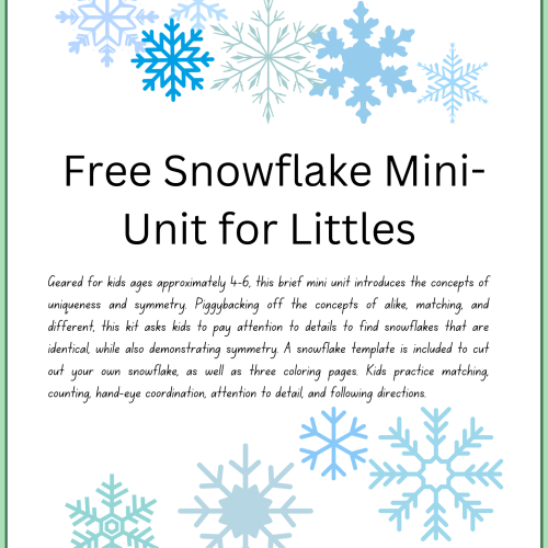 Free Snowflakes Mini Unit for Littles