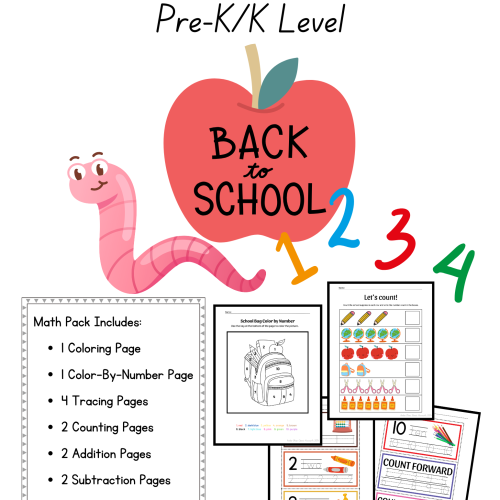 Back to School PreK and Kindergarten Math Pack