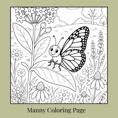 Manny the Monarch Coloring Page *Subscriber Only*