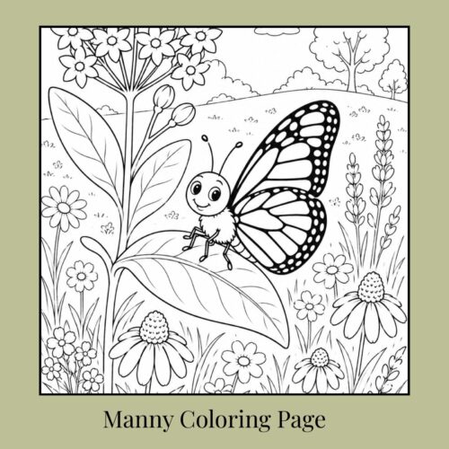 Manny the Monarch Coloring Page *Subscriber Only*