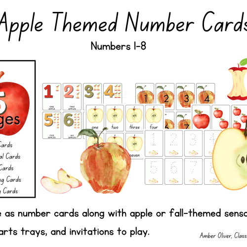 Apple Themed Numbers 1-8 Card Kit